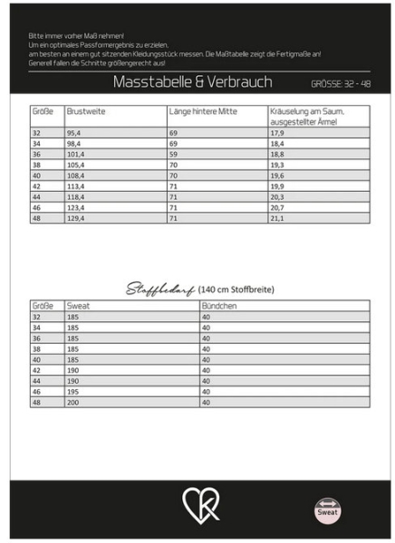 KIbadoo - Schmaler Hoodie Manouk Gr. 32-48 - DIN A 0 Schnittmuster und Anleitung als Broschüre - Kopie